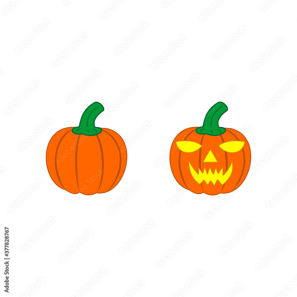 Obraz premium Pumpkin icon,Halloween icon vector symbol of horror isolated illustration white background