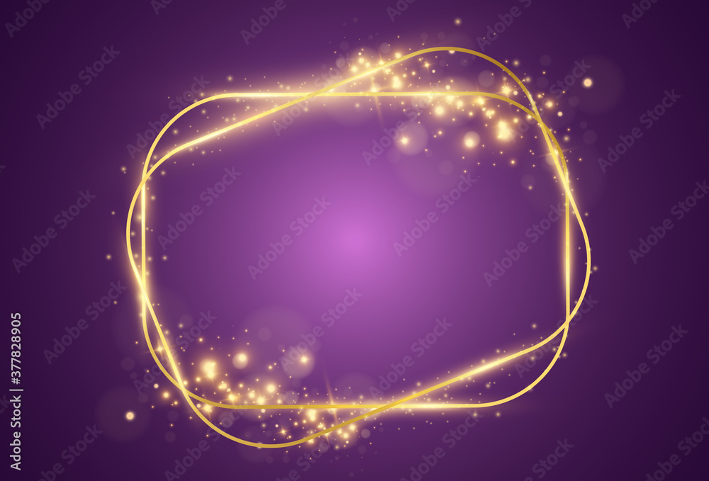 Vector illustration of a gold frame on a transparent background. Stock