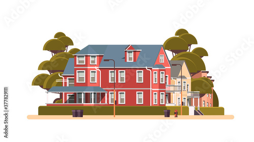 modern town house exterior urban building facade horizontal isolated vector illustration