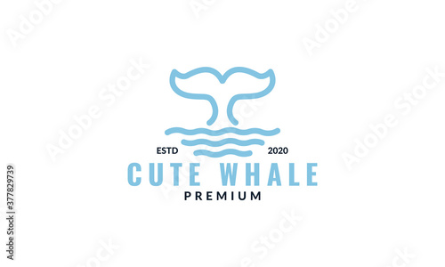 whale tail line minimalist logo vector icon illustration