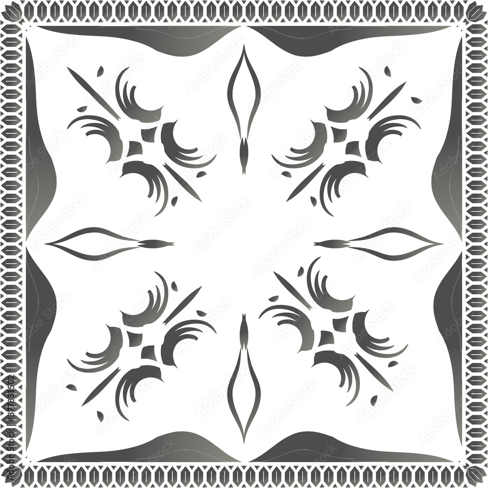 Decorative pattern of Brown baroque motif with Flowers. Scarf design vector Illustration.