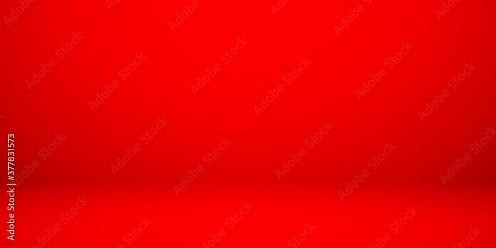 Empty red color studio room background, can use for background and product display. Banner for advertise product