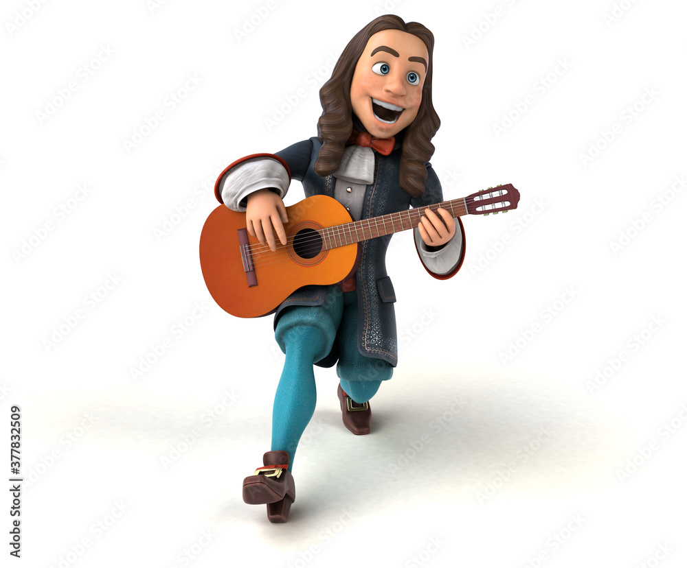 3D Illustration of a cartoon man in historical baroque costume 3D Illustration of a cartoon man in historical baroque costume