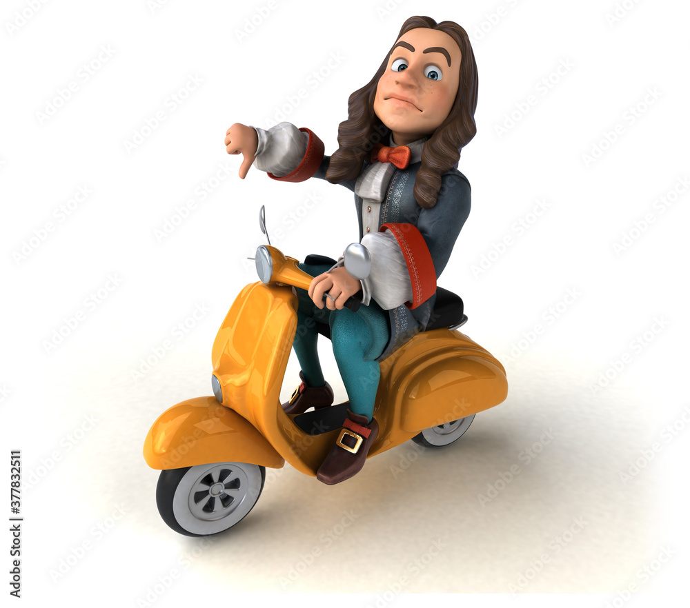 3D Illustration of a cartoon man in historical baroque costume