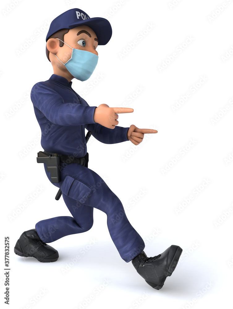 Fun 3D illustration of a cartoon Police Officer Fun 3D illustration of a cartoon Police Officer
