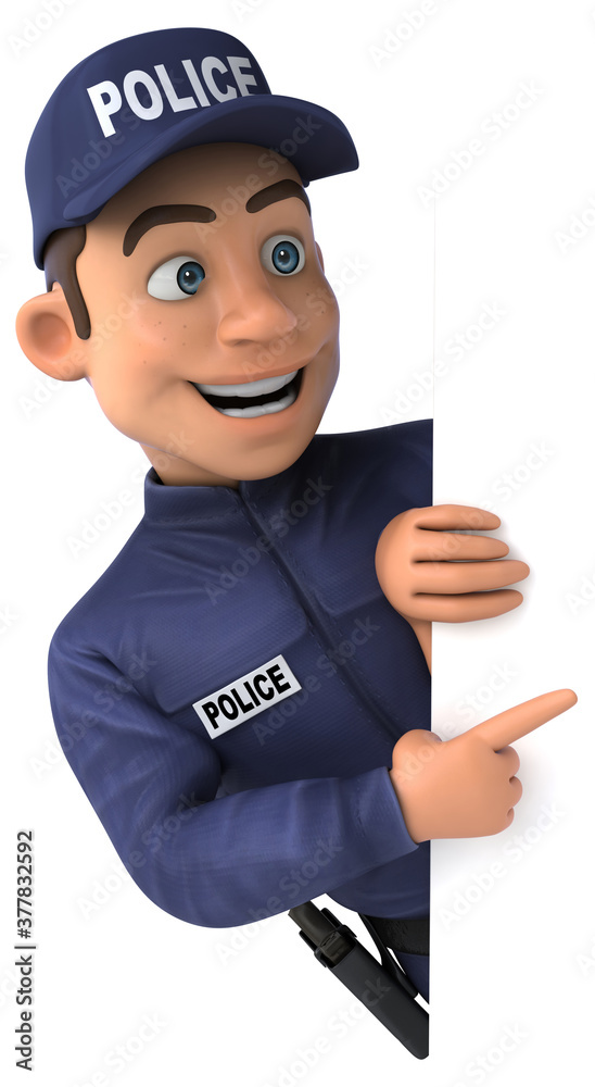 Fun 3D illustration of a cartoon Police Officer