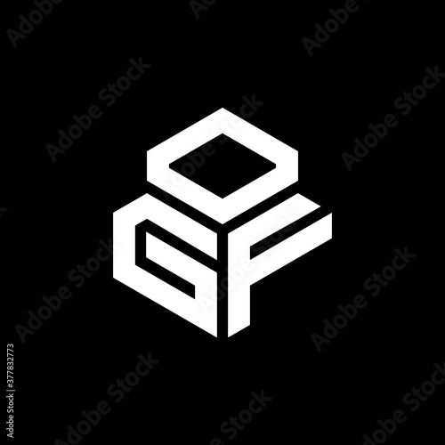 GF monogram logo with 3 cube style design template