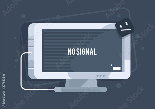 Monitor icon. Creative illustration of a TV without a signal. Cartoon style template.