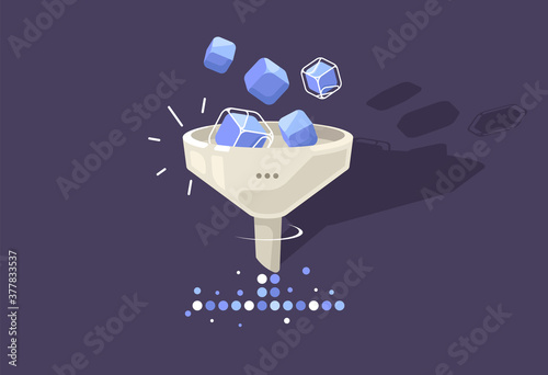 Filter icon. Creative illustration of big data learning, machine learning concept.