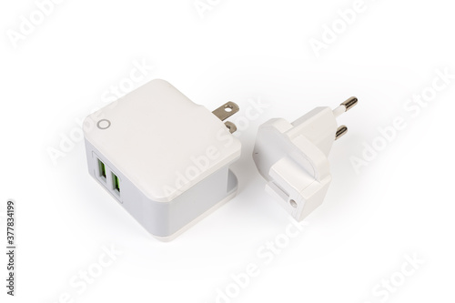 Mobile devices charger with combined AC - Europlug and NEMA plug photo