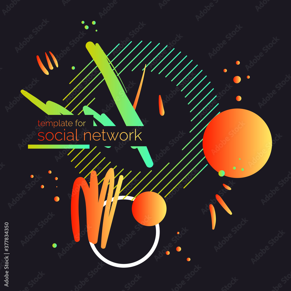 Obraz premium Template for social network. Modern poster. Different shapes in Doodle style. Abstract spots and shapes on background.