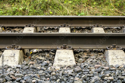 Wallpaper Mural Railroad. Railroad tracks made of metal and concrete. Torontodigital.ca