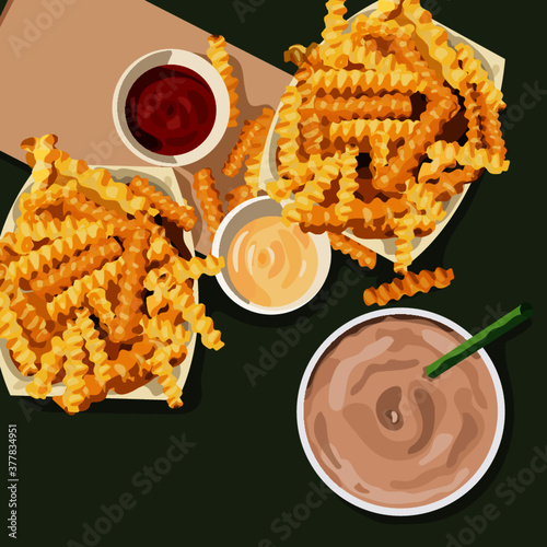 Fries illustration (Colours are brighter than how it looks like. Download preview for more clarity)