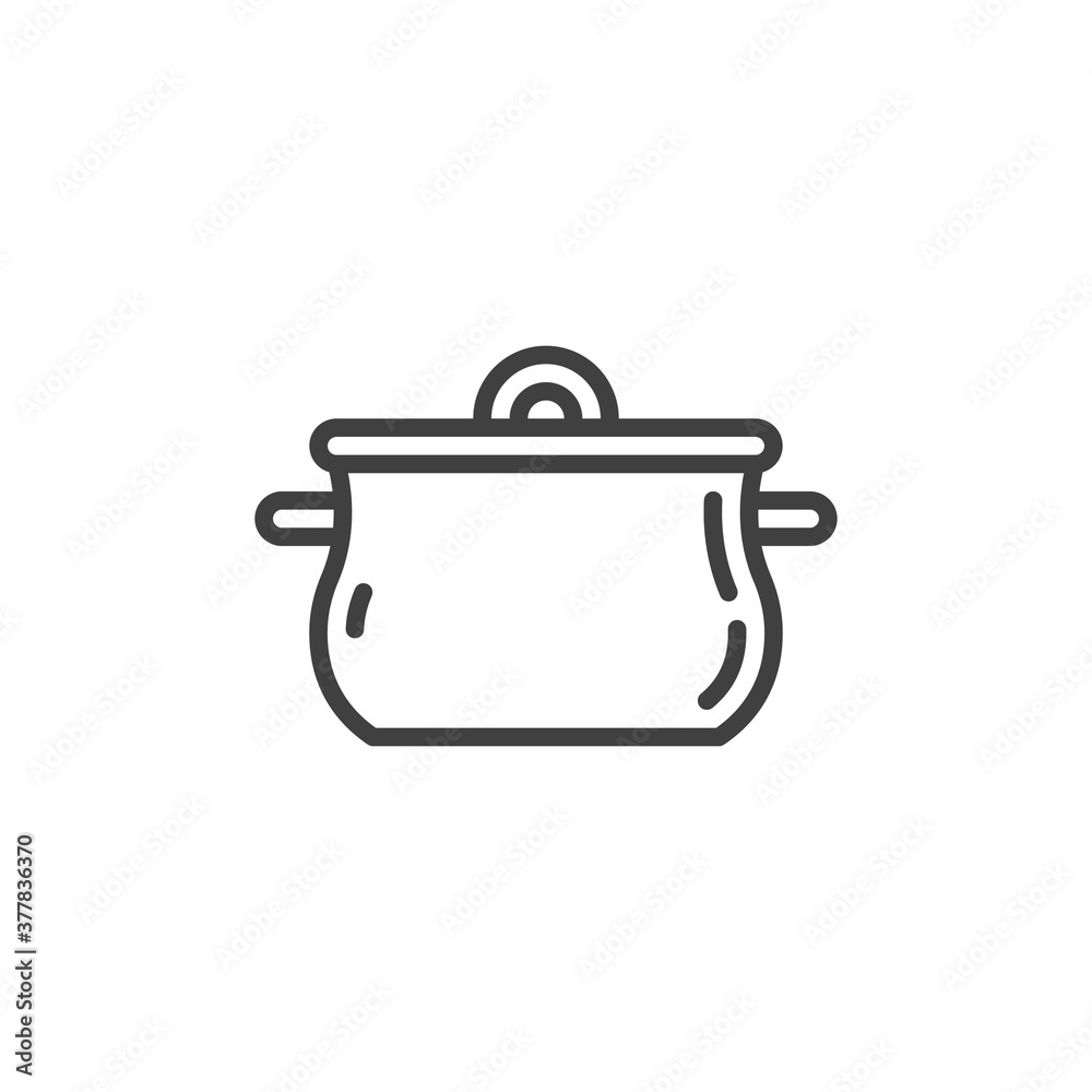 Cooking pan line icon. linear style sign for mobile concept and web design. Saucepan casserole outline vector icon. Symbol, logo illustration. Vector graphics Cooking pan line icon. linear style sign for mobile concept and web design. Saucepan casserole outline vector icon. Symbol, logo illustration. Vector graphics