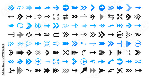 Arrows big black set icons. Arrow icon. Arrows for web design  mobile apps  interface and more. Vector stock illustration.