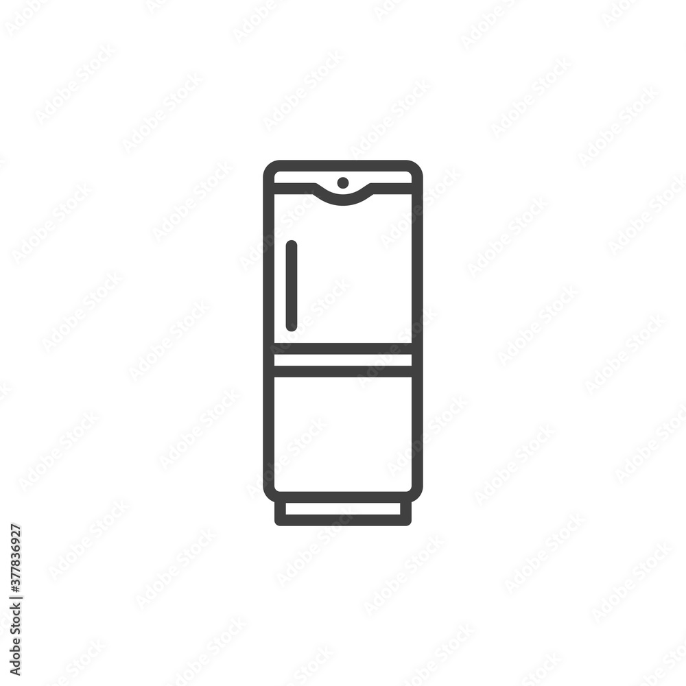 Fridge, freezer line icon. linear style sign for mobile concept and web design. Refrigerator outline vector icon. Symbol, logo illustration. Vector graphics