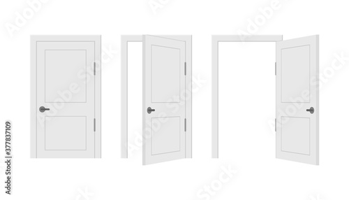 Open end closed door. Interior design. Business concept. Front view. Home office concept. Business success.