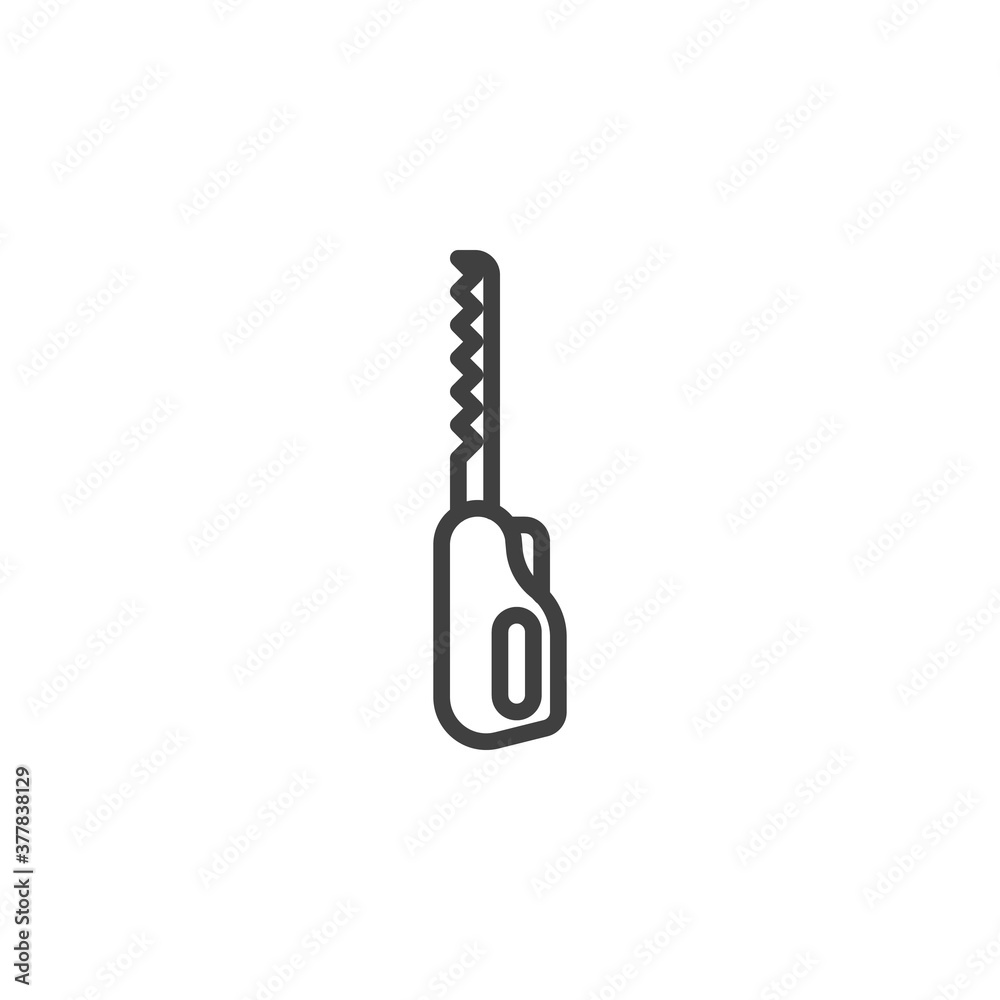 Meat saw line icon. linear style sign for mobile concept and web design. Bone saw outline vector icon. Symbol, logo illustration. Vector graphics Meat saw line icon. linear style sign for mobile concept and web design. Bone saw outline vector icon. Symbol, logo illustration. Vector graphics