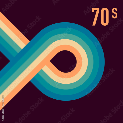 70s, 1970 abstract vector stock retro lines background. Vector illustration.