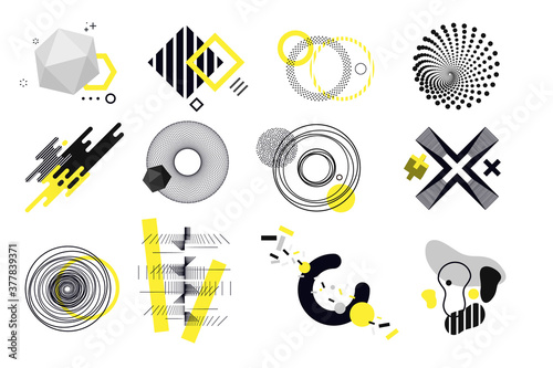 Set of modern abstract elements for graphic and web design. Vector illustration concepts for social media banners and post, business presentation and report templates, marketing material, print design