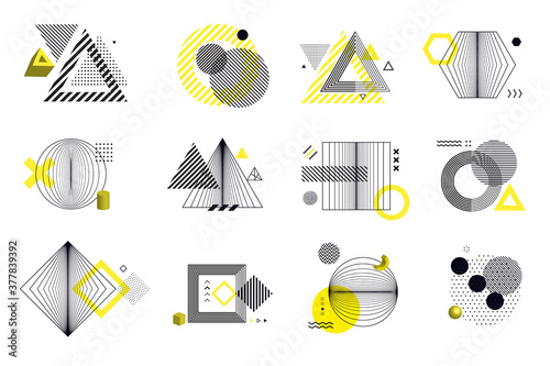 Set of modern abstract elements for graphic and web design. Vector illustration concepts for social media banners and post, business presentation and report templates, marketing material, print design