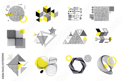 Set of modern abstract elements for graphic and web design. Vector illustration concepts for social media banners and post, business presentation and report templates, marketing material, print design