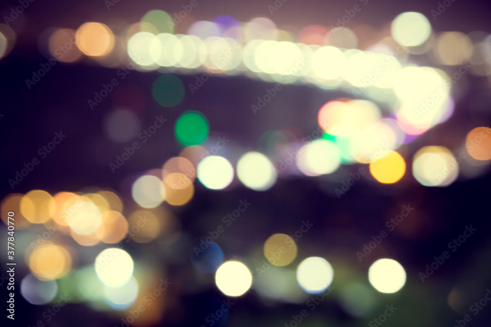Blur defocus bokeh of light in the city with dark
