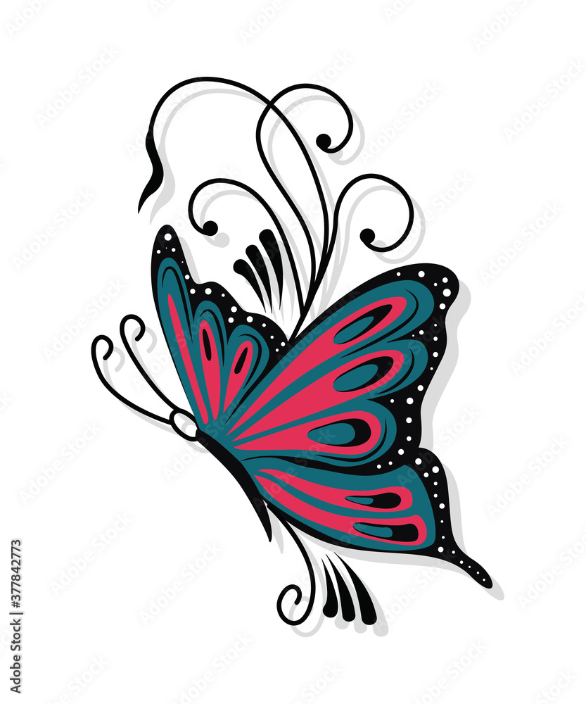 Obraz premium Patterned Colored Butterfly