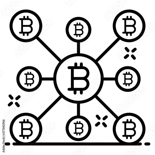 Icon of cryptocurrency network in flat style, digital currency 