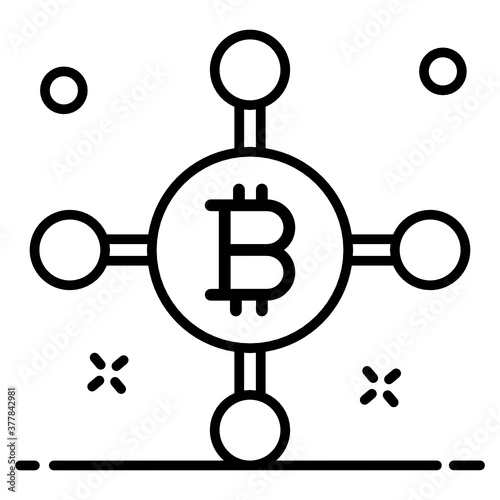 
Bitcoin network, btc with network node in modern flat style 
