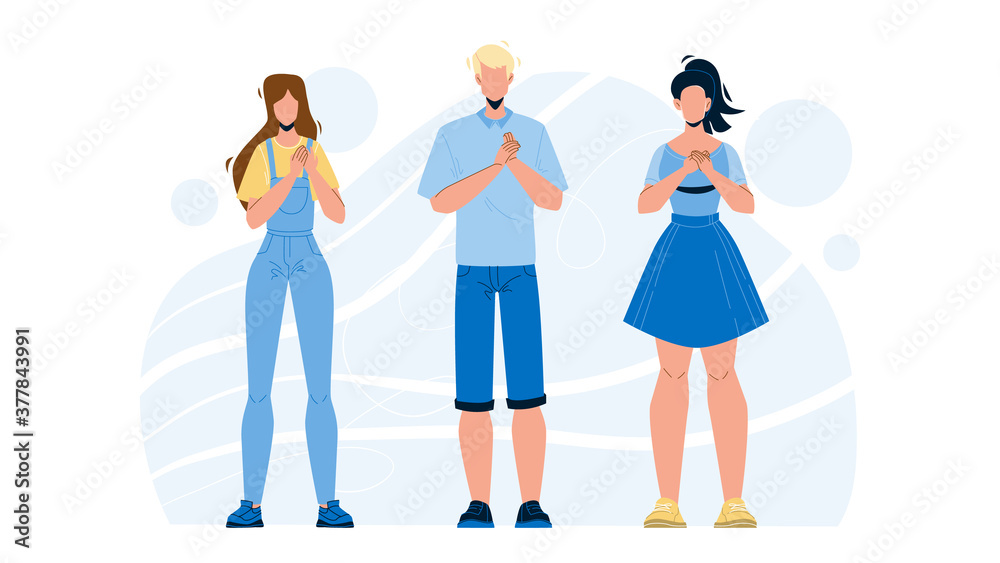 Honesty People Group With Hands On Chest Vector Honesty People Group With Hands On Chest Vector