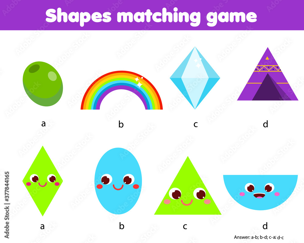 Educational children game. Matching game worksheet for kids. Match by ...