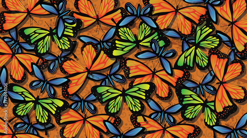 Seamless colorful butterfly background vector