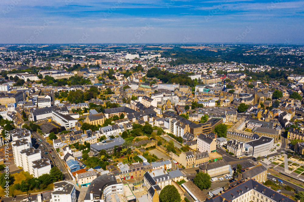 Aerial view of Saint-Brieuc city in Brittany region of northwest France