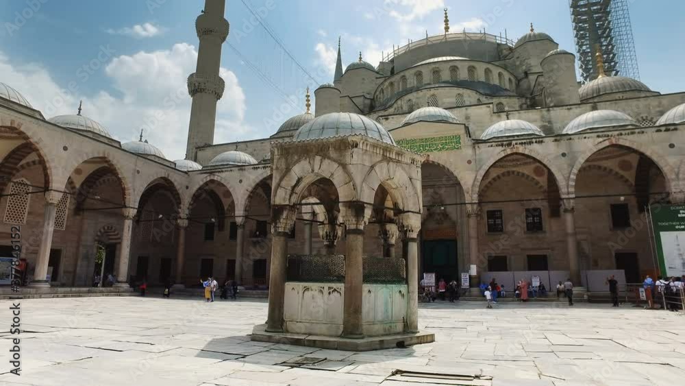 Istanbul, Harem Blue Mosque. Video of the Sultan Ahmet mosque filmed from the Harem of the mosque in Istanbul at sunny spring day