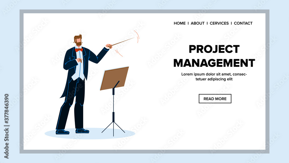 Project Management And Leadership Manager Vector Illustration Project Management And Leadership Manager Vector Illustration