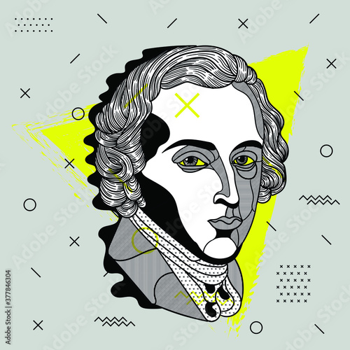 Frederic Francois Chopin.  Crazy yellow style. photo