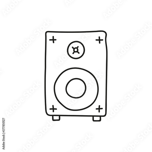Hand drawn music column audio speakers icon. Vector illustration in sketch style