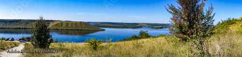 beautiful panorama landscape landscape view of the mountains and the Dniester river Bakota