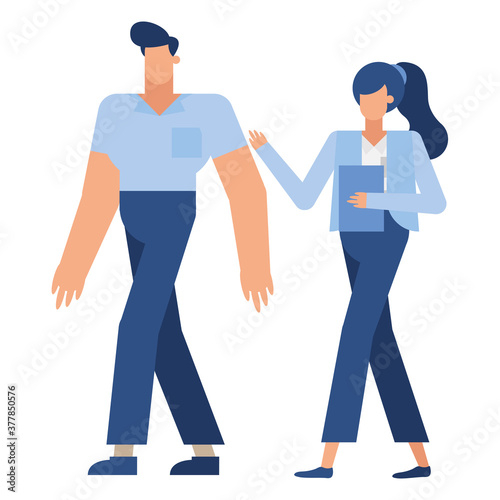 Businessman and businesswoman with file vector design