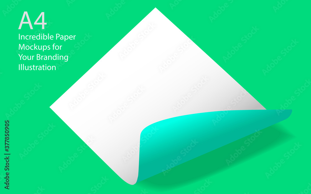 Vector A4 mockup isolated on green background. EPS 10