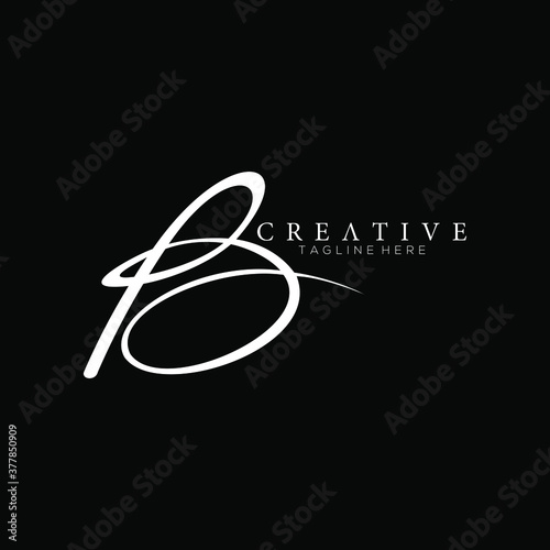 Stylish Letter B White Signature Logo Design Template