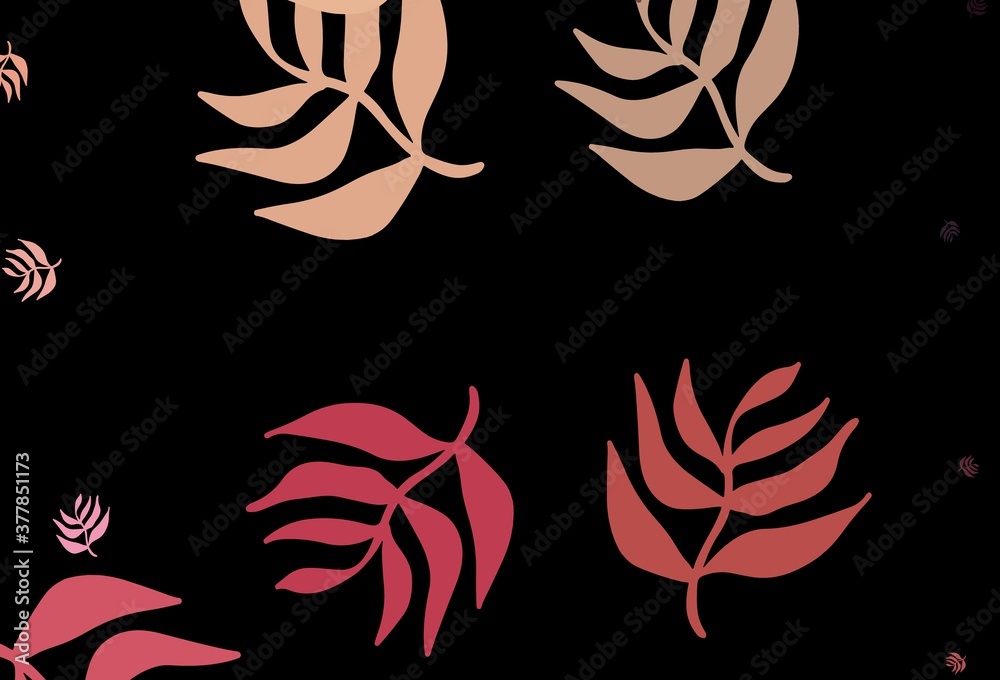 Obraz premium Dark Red, Yellow vector doodle texture with leaves.