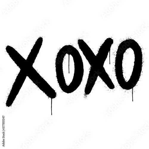 graffiti xoxo word sprayed isolated on white background. vector illustration.