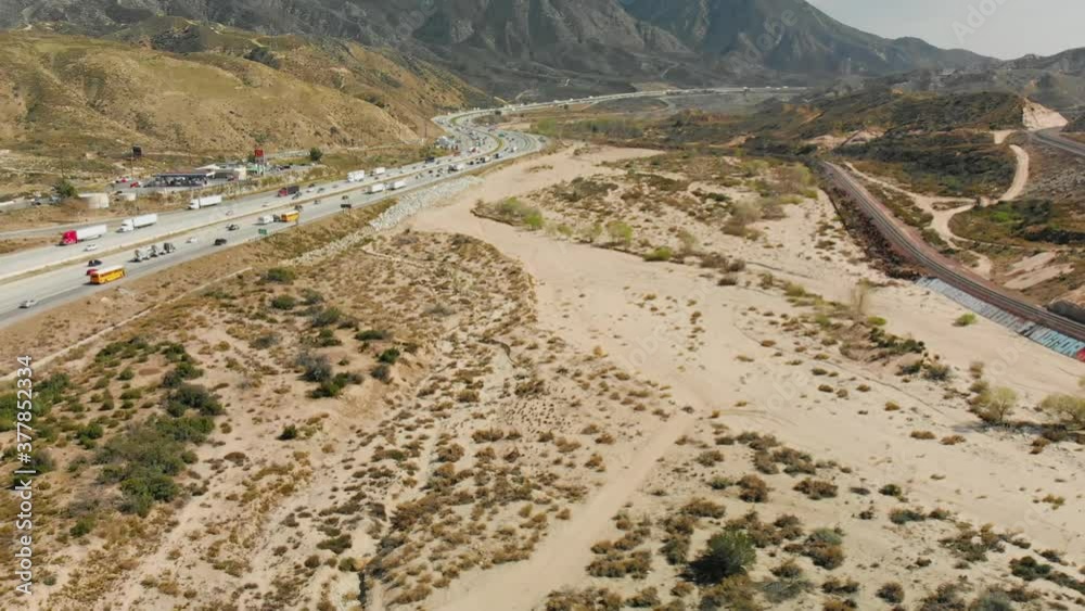 Aerial of Curvy Highway in Scrubby Desert Aerial of Curvy Highway in Scrubby Desert
