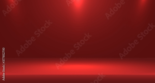 red empty room studio used for background and display of content design. banner for advertise product on website. vector Illustration design.