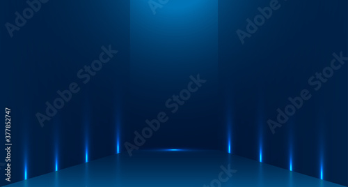 Blue empty room studio used for background and display of content design. banner for advertise product on website. Illustration design.