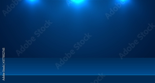 Blue empty room studio used for background and display of content design. banner for advertise product on website. Illustration design.