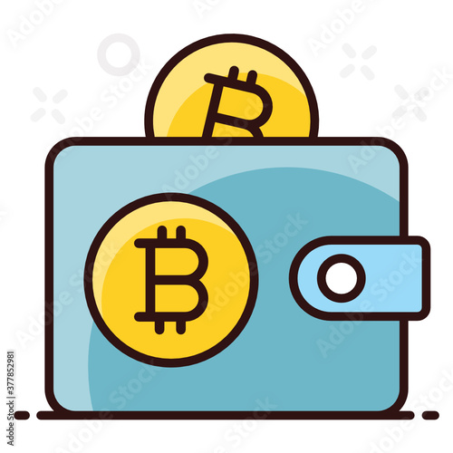 
Icon of bitcoin wallet, vector style of bitcoin money storage 
