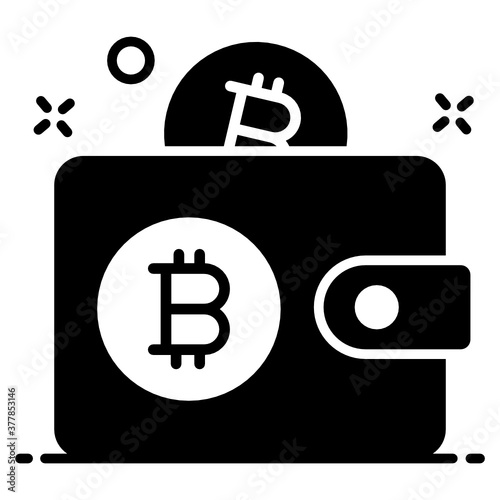
Icon of bitcoin wallet, vector style of bitcoin money storage 
